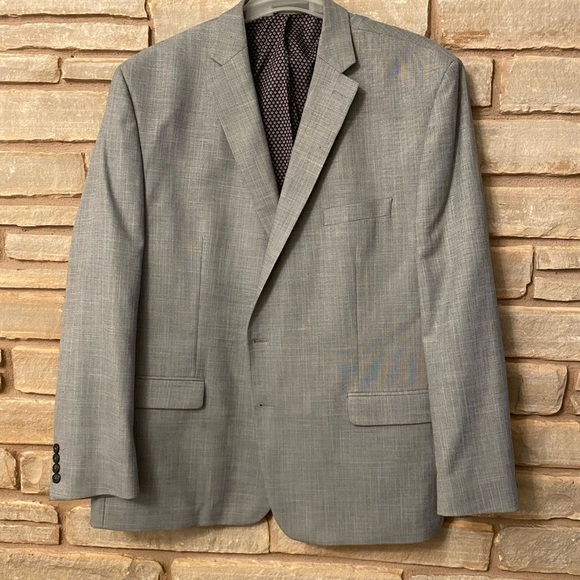 Chaps Ralph Lauren Blazer Sports Suit Coat Size 52R Solid Grey - Picture 2 of 13